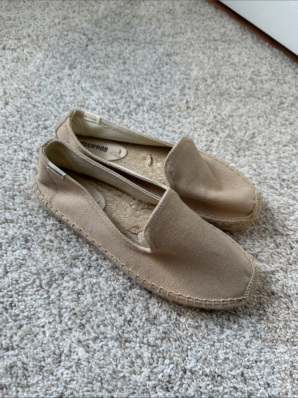 Soludos Slip-On Canvas Espadrilles in Beige Tan